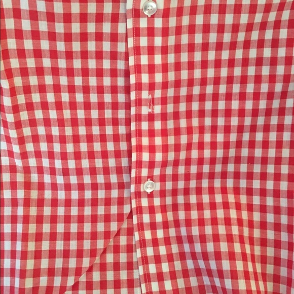 LL Bean Vintage 60s red gingham button short med - Picture 7 of 8